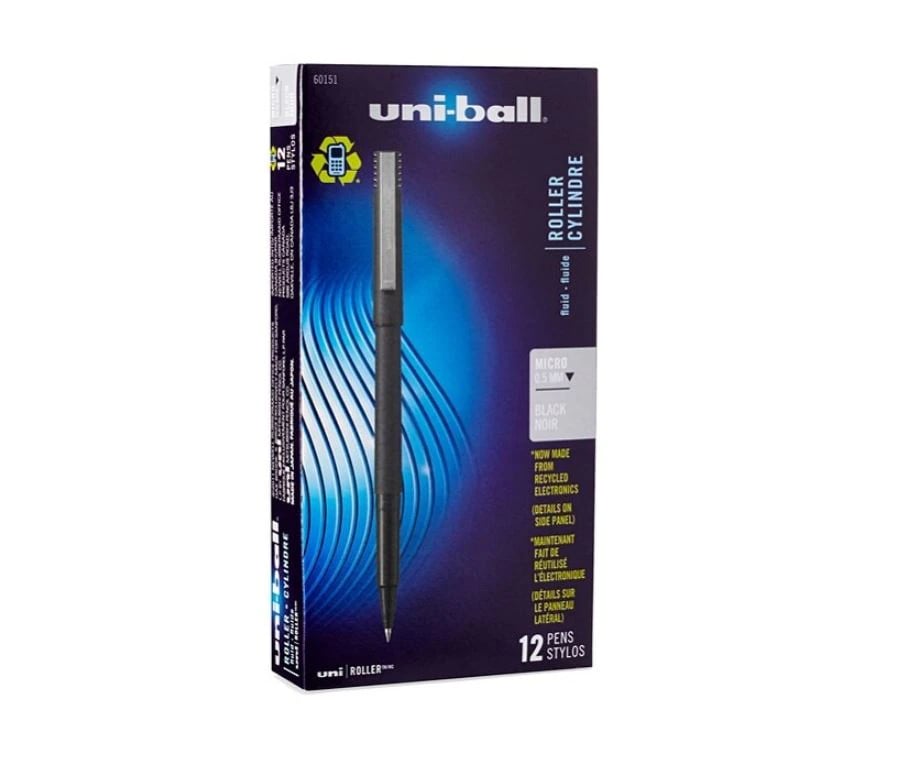 uni-ball Rollerball Micro Point 0.5mm Pen, Black, 12/Pack, UB-120