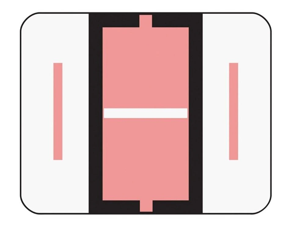 Smead Labels I Pink 1.25x1, Bar-Style Permanent Alphabetical, 500/Roll, 500/Package