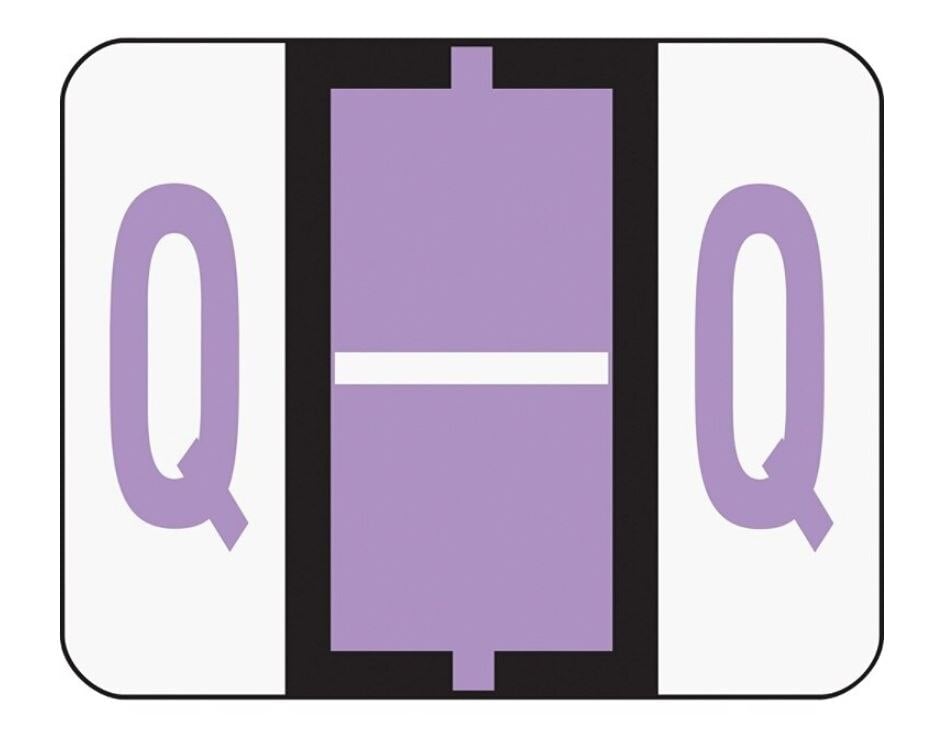 Smead BCCR Bar-Style Permanent Alphabetical Labels, Letter Q, Lavender, 500/Pack