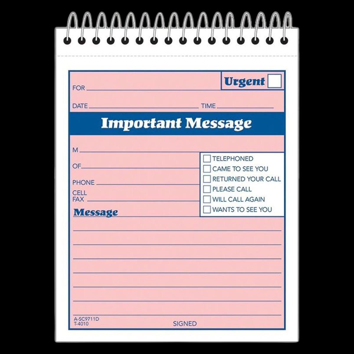 Adams "While You Were Out" Message Pad, 4" x 5.5", Pink, 50 Sheets, 1/Package