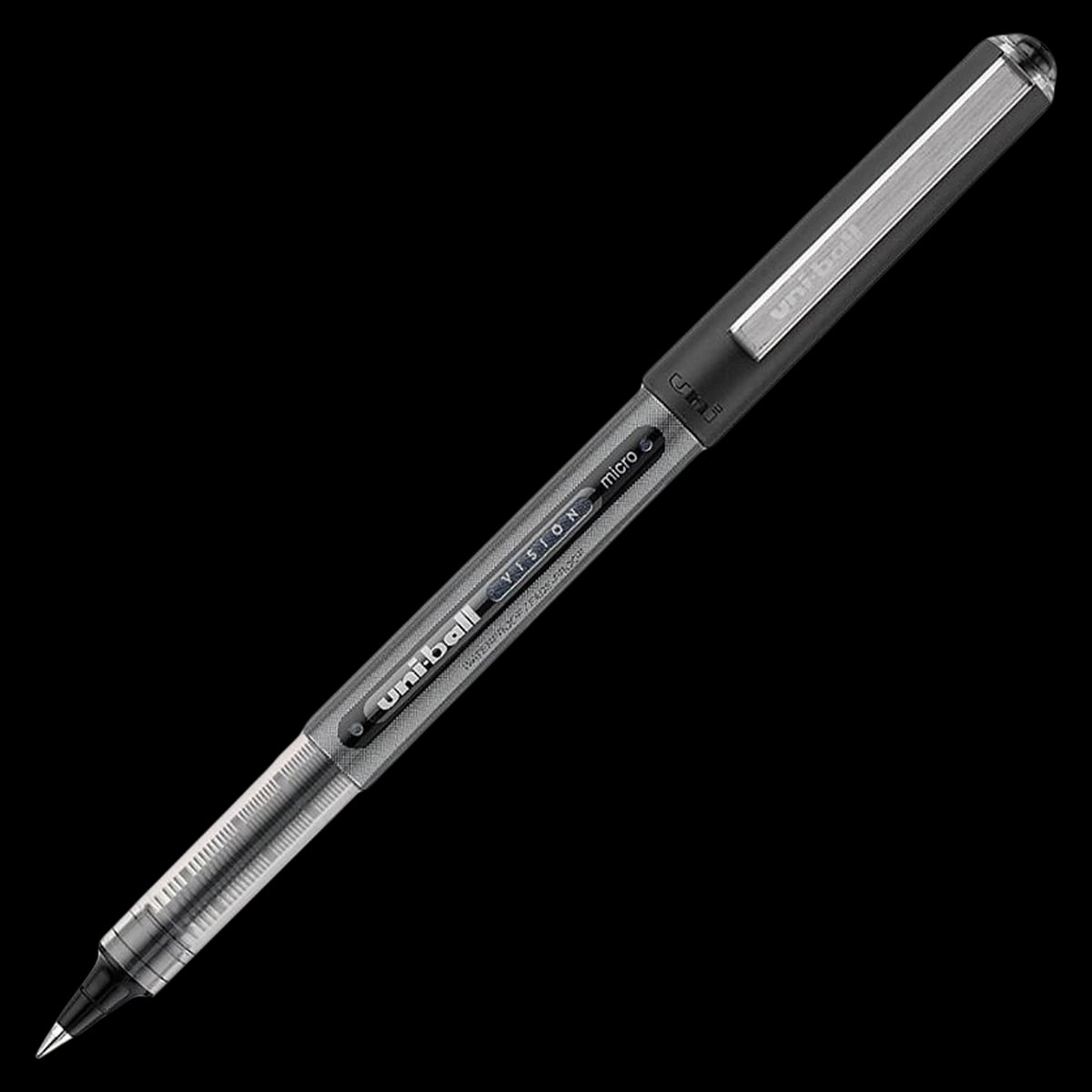 uni-ball Vision Rollerball Pen, Micro Point 0.5 mm, Black, 12/Pack