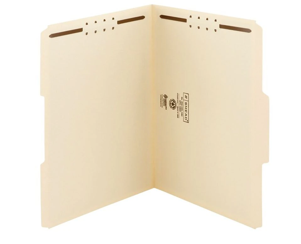 Smead Manila Reinforced Tab Folder with 2 Fasteners, Letter Size, 50/Pack, 50/Box