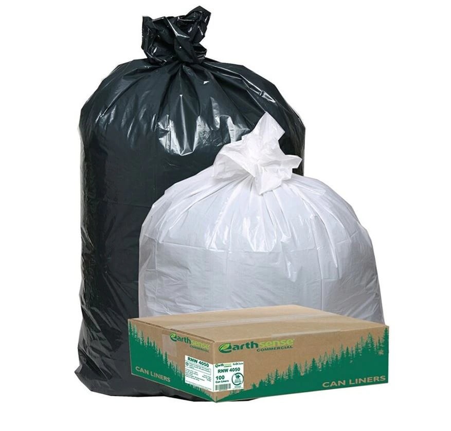 Berry Global Recycled Can Liner, 31-33 Gallon, 1.25 Mil, 33"x39", Black, 100/Case
