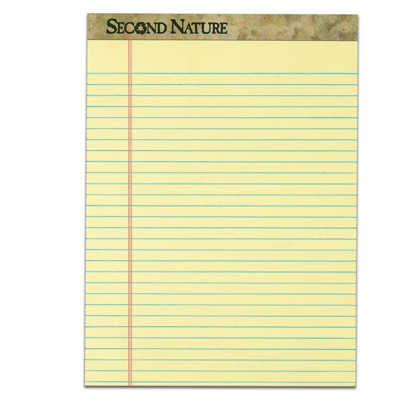 Tops Business Forms Perforated Recycled Writing Pad, 8.5 x 11.75 in, Legal Ruled, 50 Sheets, Canary, 12/Pack