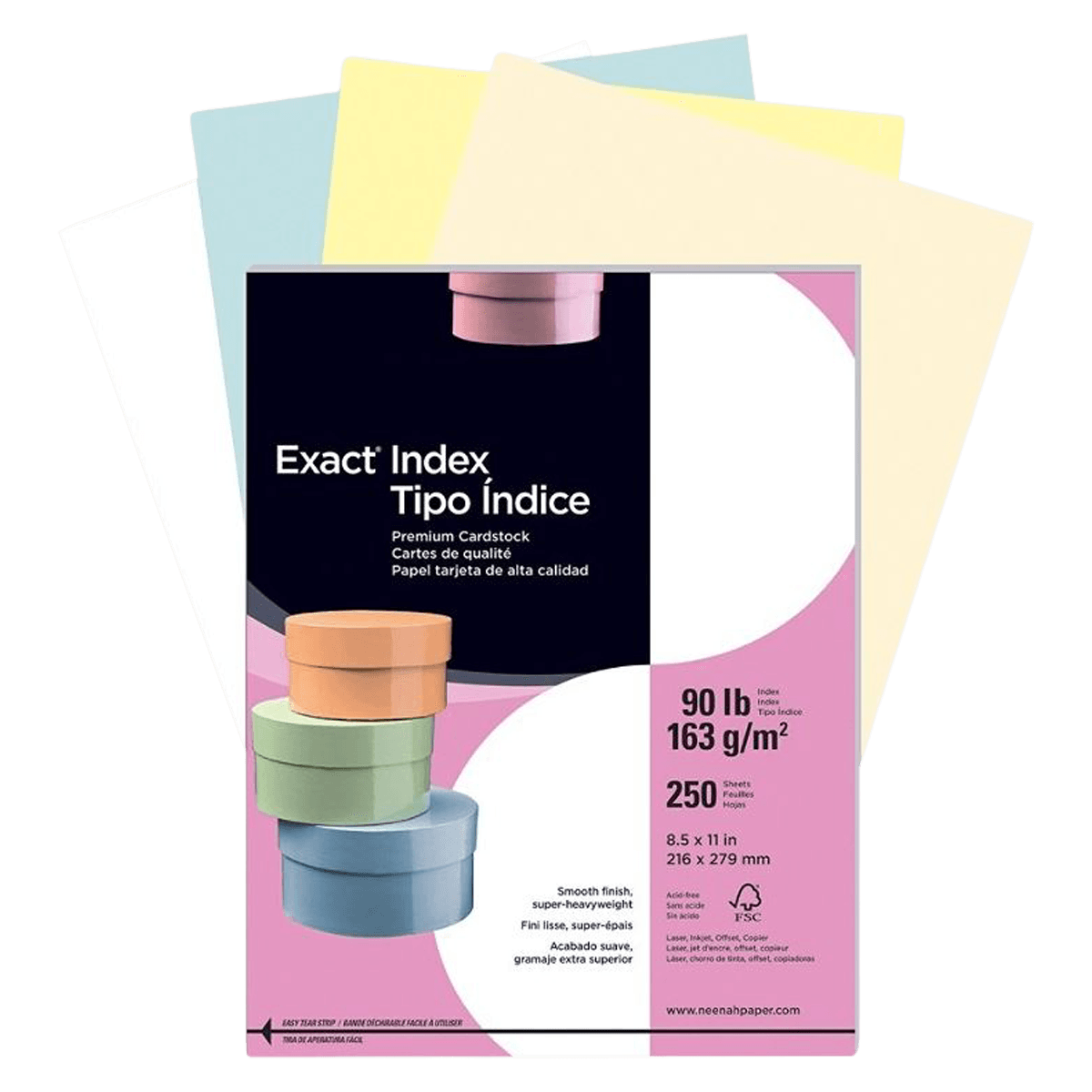 Wausau Papers Heavyweight Exact Index Card Stock, 90# Weight, 8.5" x 11", Blue, 250/Box