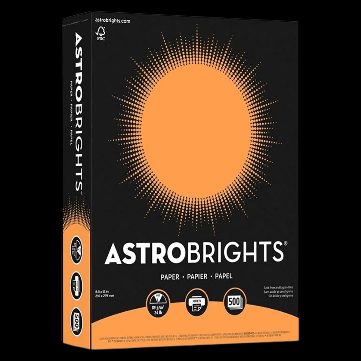 Wausau Papers Astrobrights Letter Paper, 8.5" x 11", 24 lb, Cosmic Orange, 500/Pk