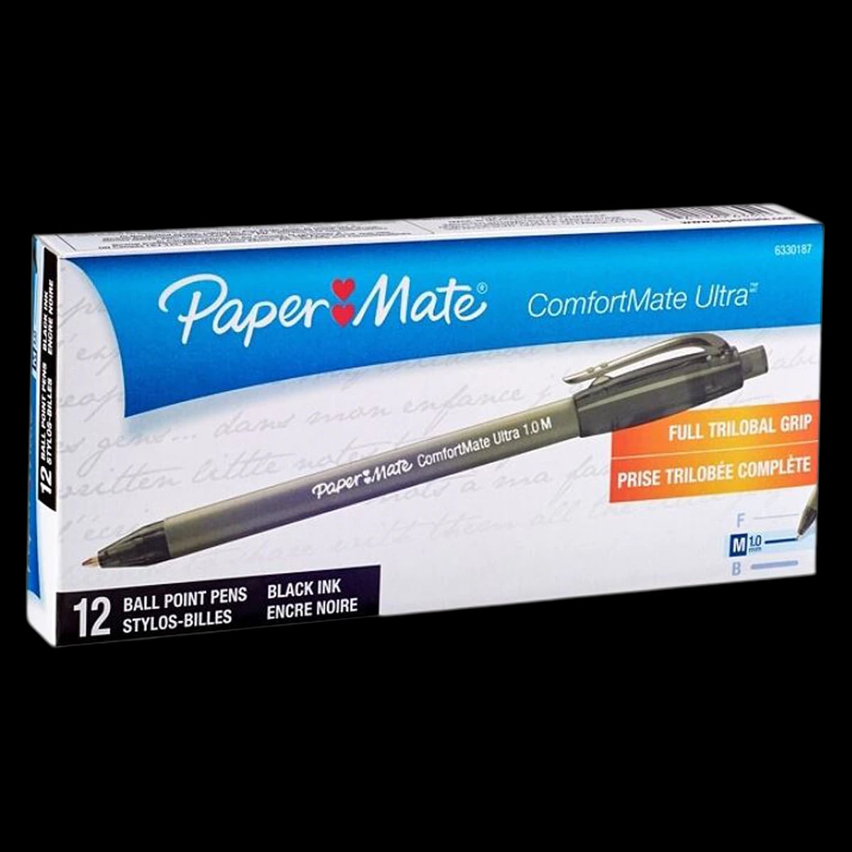 Sanford Comfortmate Ultra Ballpoint Pen, Medium Point, 1.0mm, Black, 12/Pack