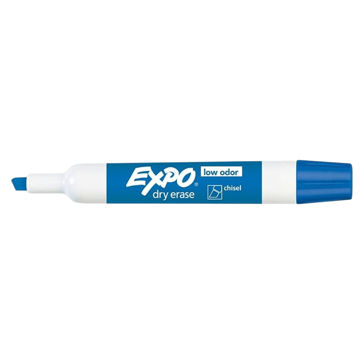 EXPO Low-Odor Dry-Erase Markers, Chisel Tip, Blue, 12/Pack