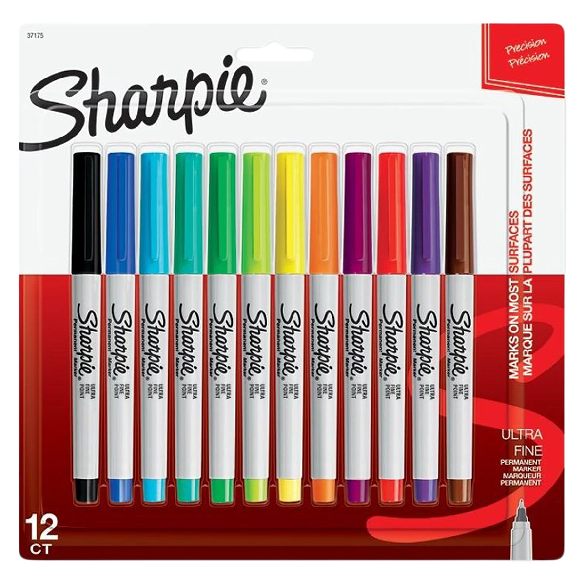 Sharpie Ultra-Fine Point Permanent Markers, Assorted Colors, 12/Pack