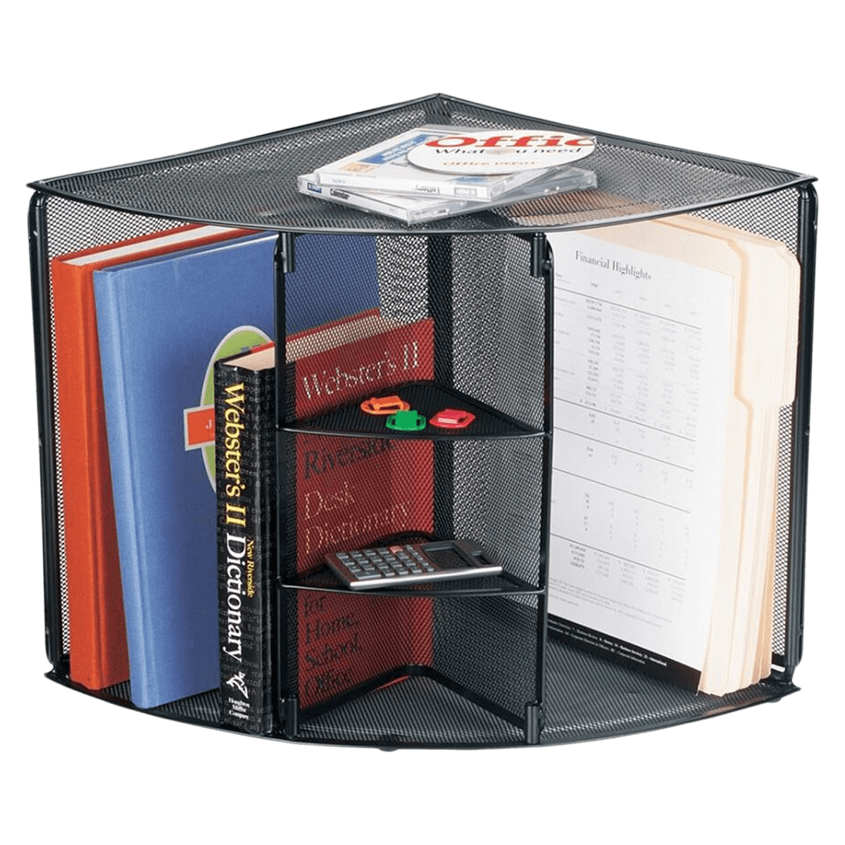 Metro Mesh Corner Shelf, Black, 1/Each