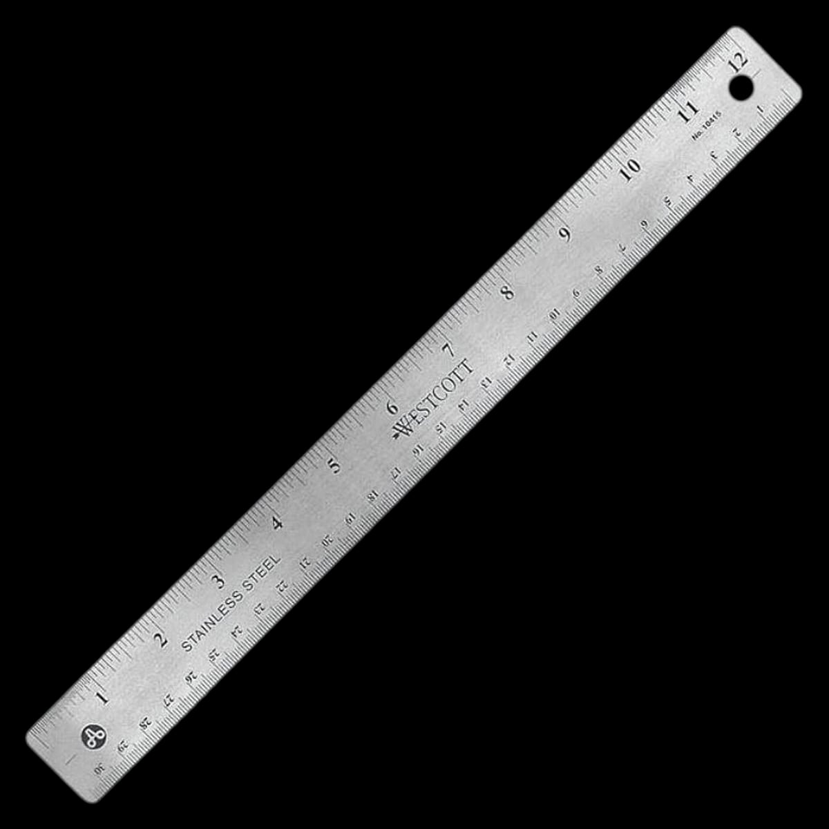 Westcott 12" Stainless Steel Ruler, Gray, 1/Package