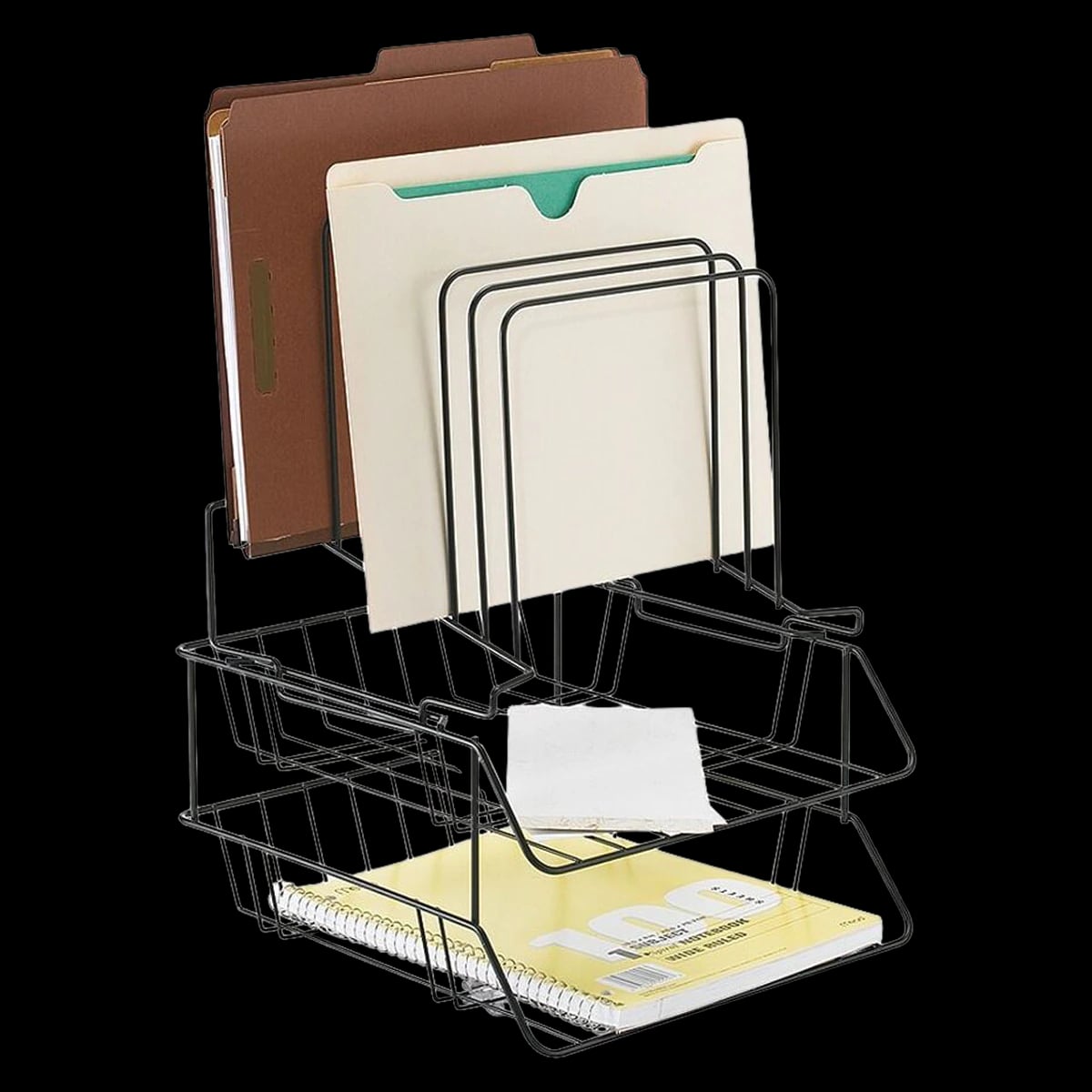Office Depot Brand Wire Step Sort-A-File Center, Black, Mega, 1/Pack