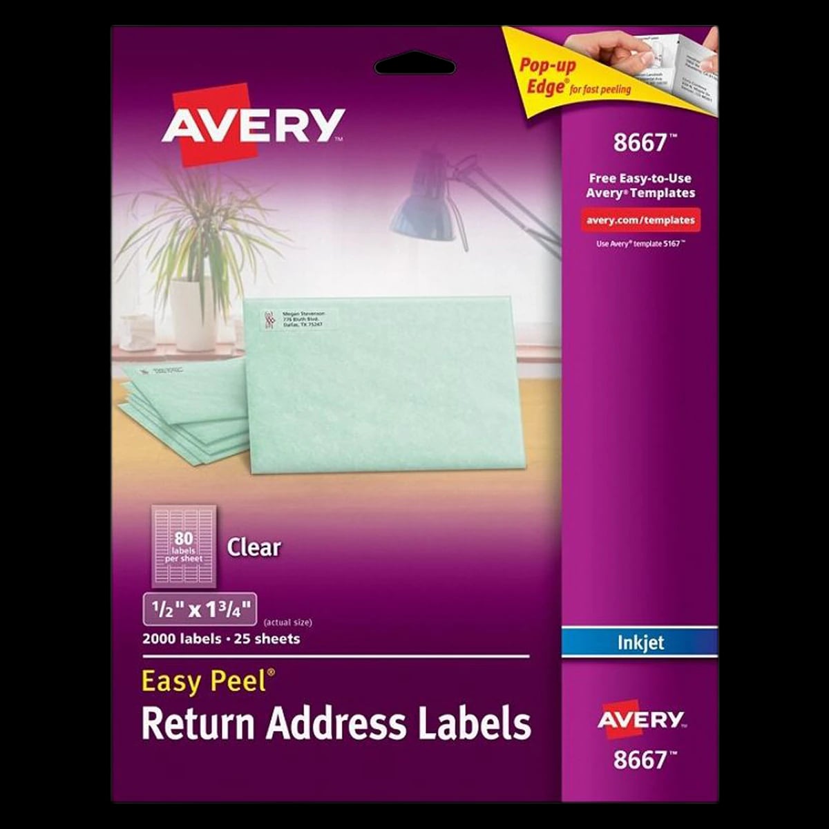 Avery Clear Inkjet Return Address Labels, 1/2" x 1-3/4", 2000 per Pack