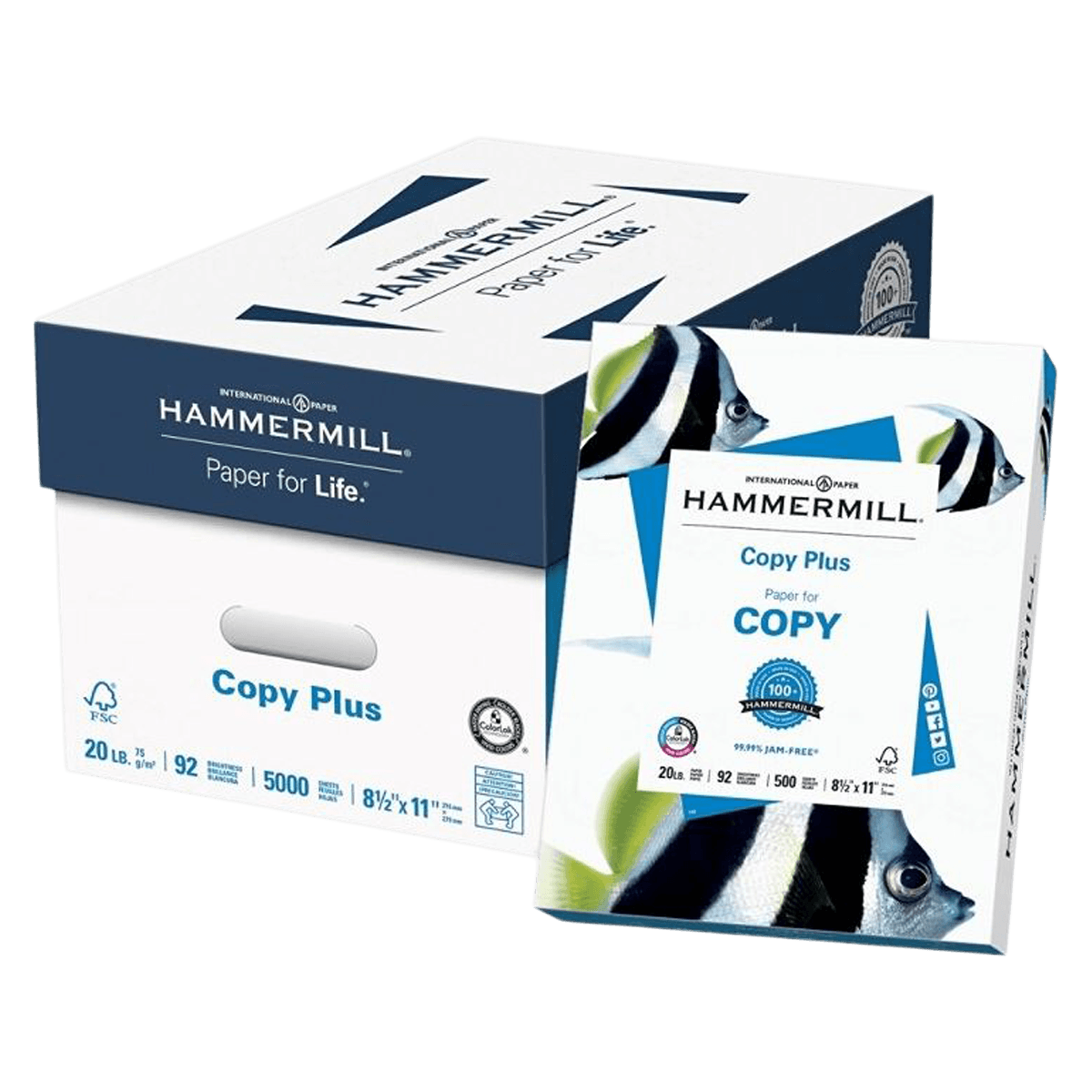Hammermill Copy Plus Paper, Letter Size (8.5 x 11 in), 20 lb, White, 500 Sheets/Ream, 10 Reams/Case