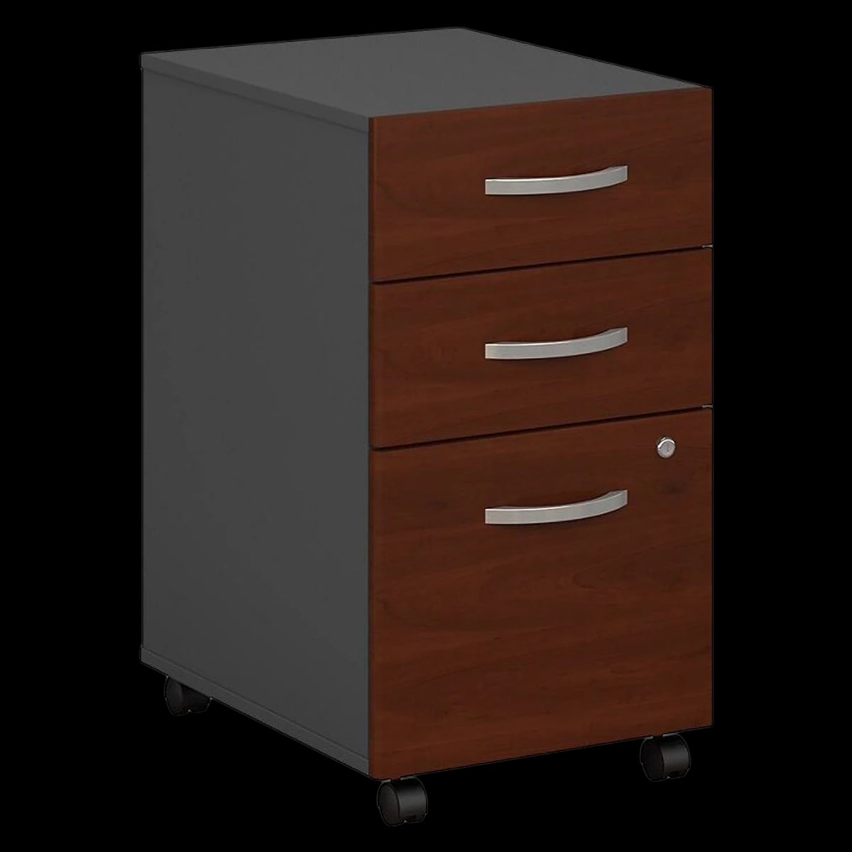Bush Industries 3-Drawer Mobile Pedestal, Hansen Cherry Finish, 1/Package