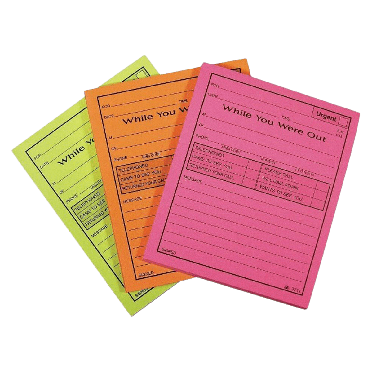 Adams While You Were Out Message Pads, 50 Sheets, Assorted Neon, 6/Pack