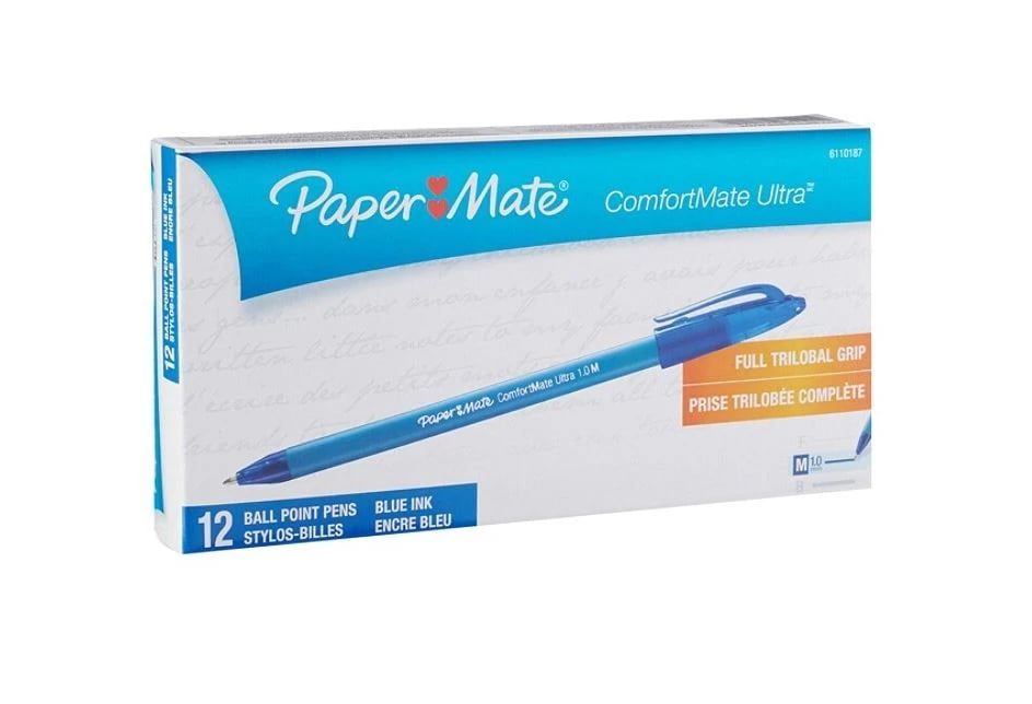 Sanford Comfortmate Ultra Ballpoint Stick Pen, Medium Point, 1.0 mm, Blue, 12/Pack