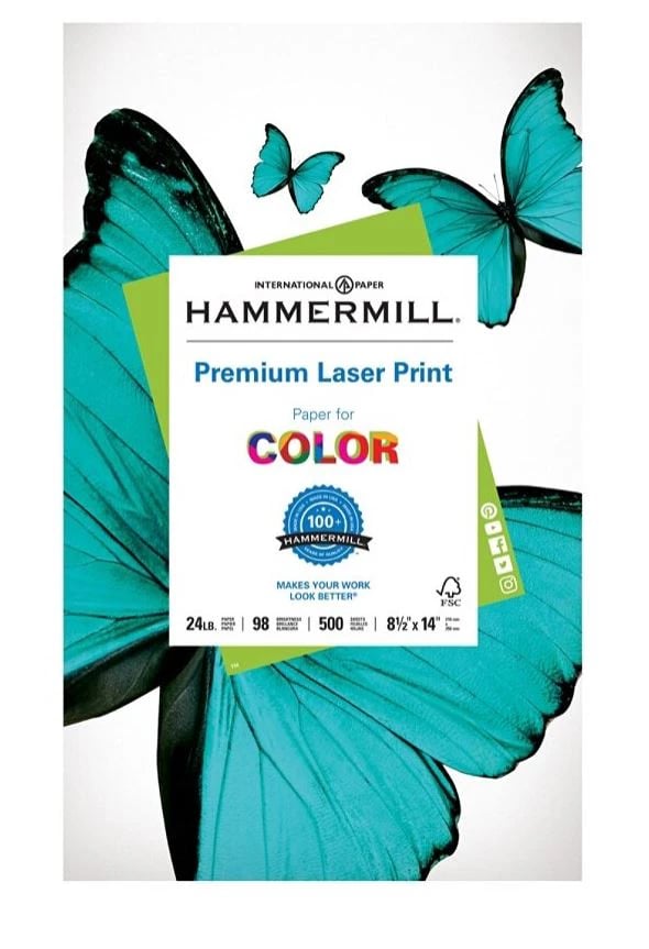 Hammermill Laser Print Paper, Legal Size (8.5 x 14 in), 24 lb, 500 Sheets per Ream, 500/Pack