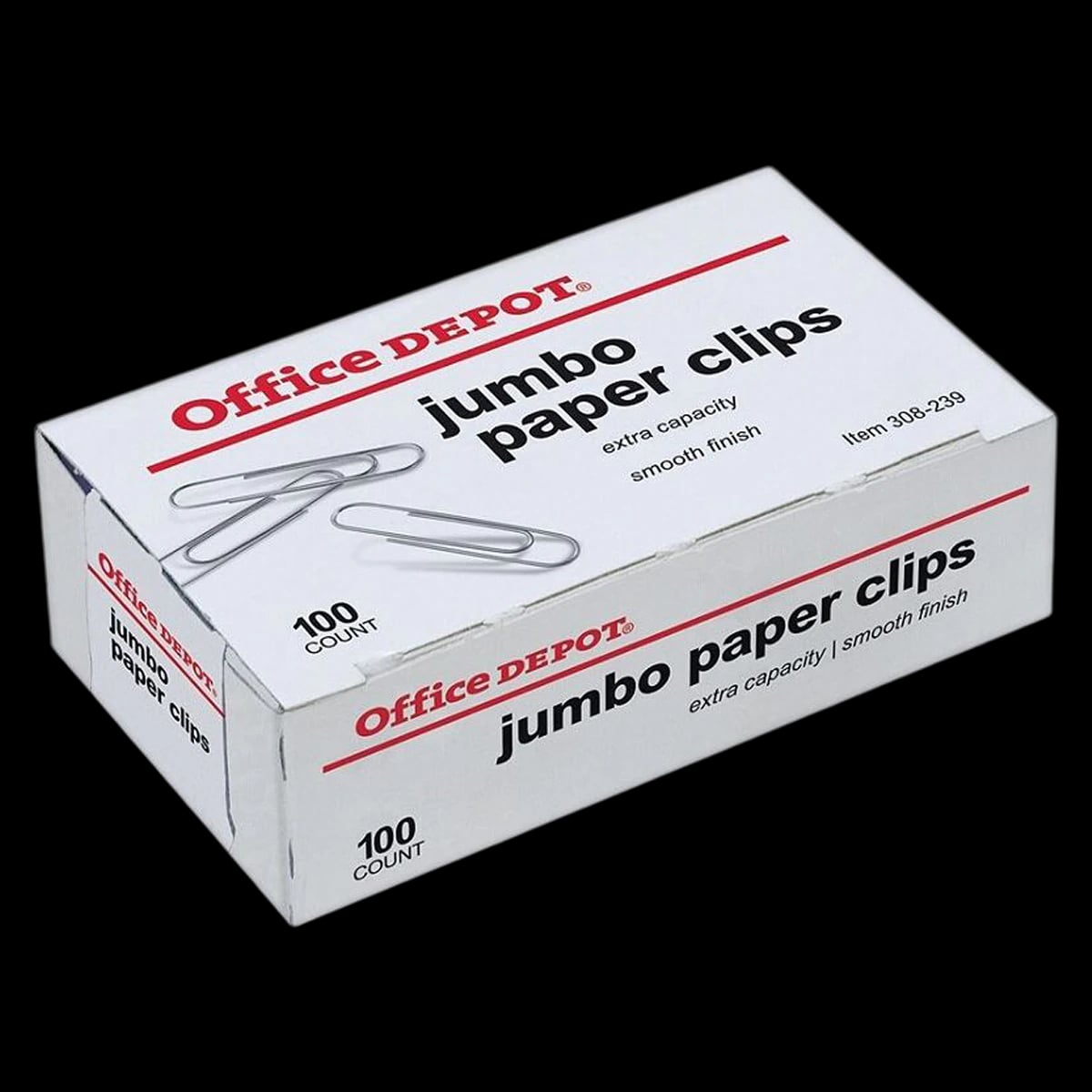 Office Depot Brand Paper Clip Jumbo, Silver, 100/Box