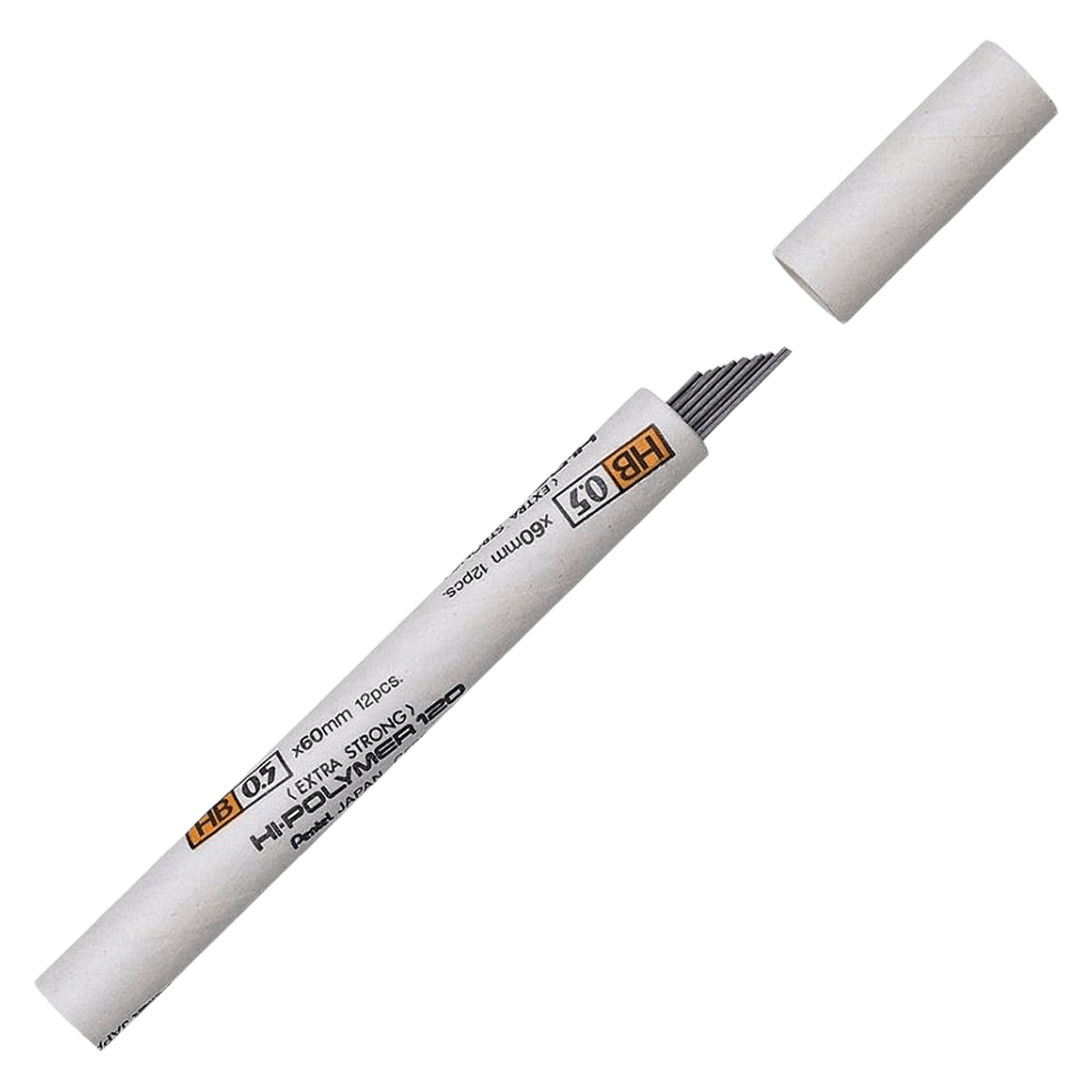 Pentel Premium Super Hi-Polymer Lead, 0.5mm, HB, 12/Tube, 12 Tubes/Pack