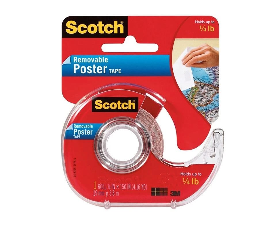 Scotch Wallsaver Removable Poster Tape, 3/4 in x 150 in, 1/Package