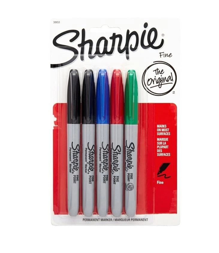 Sharpie Permanent Fine-Point Markers, Assorted Colors, 5/Pack