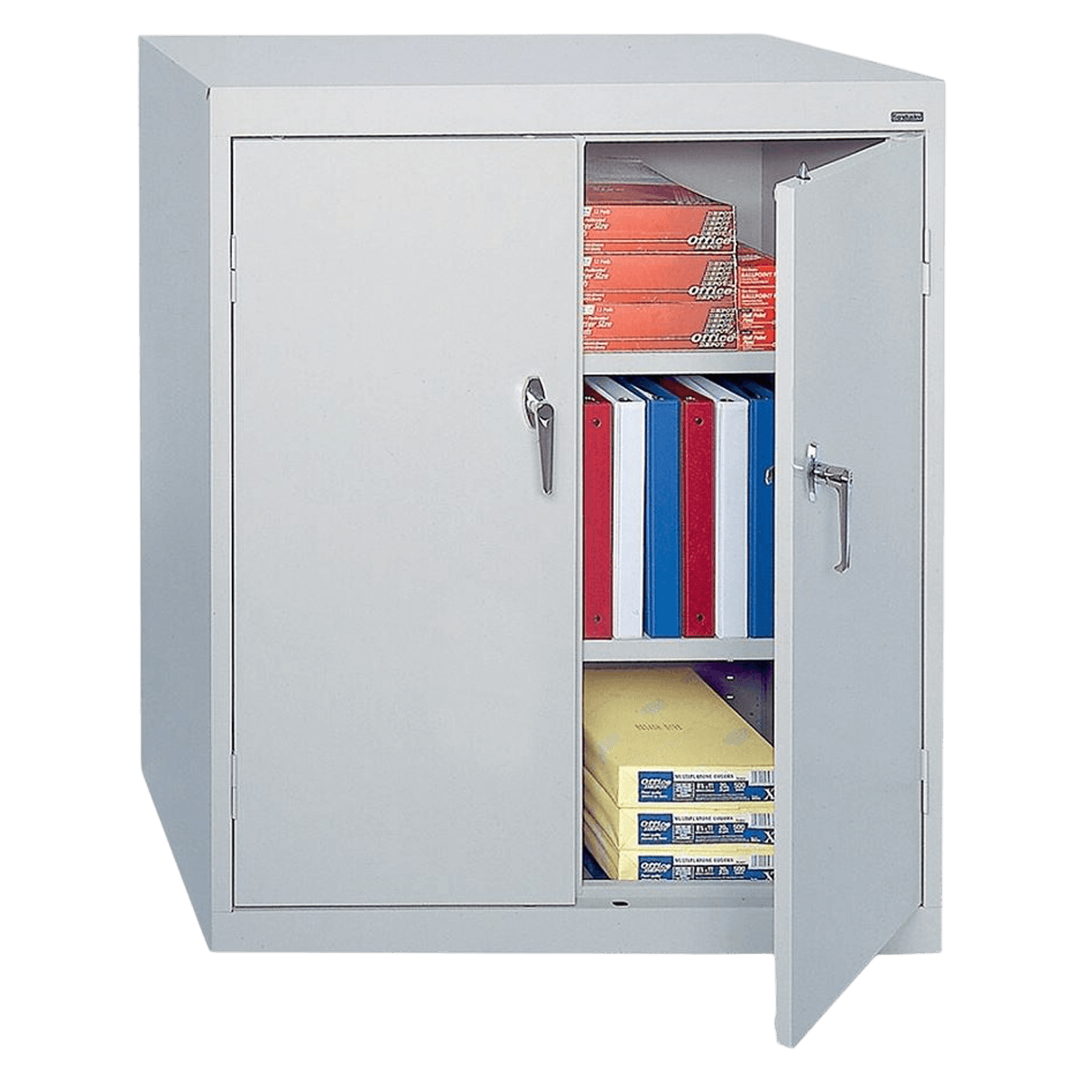 Counter Height Cabinet, 42 in Steel Storage, 2 Adjustable Shelves, Dove Gray, 01KT0J0988HJ30EN76W8KZ921X