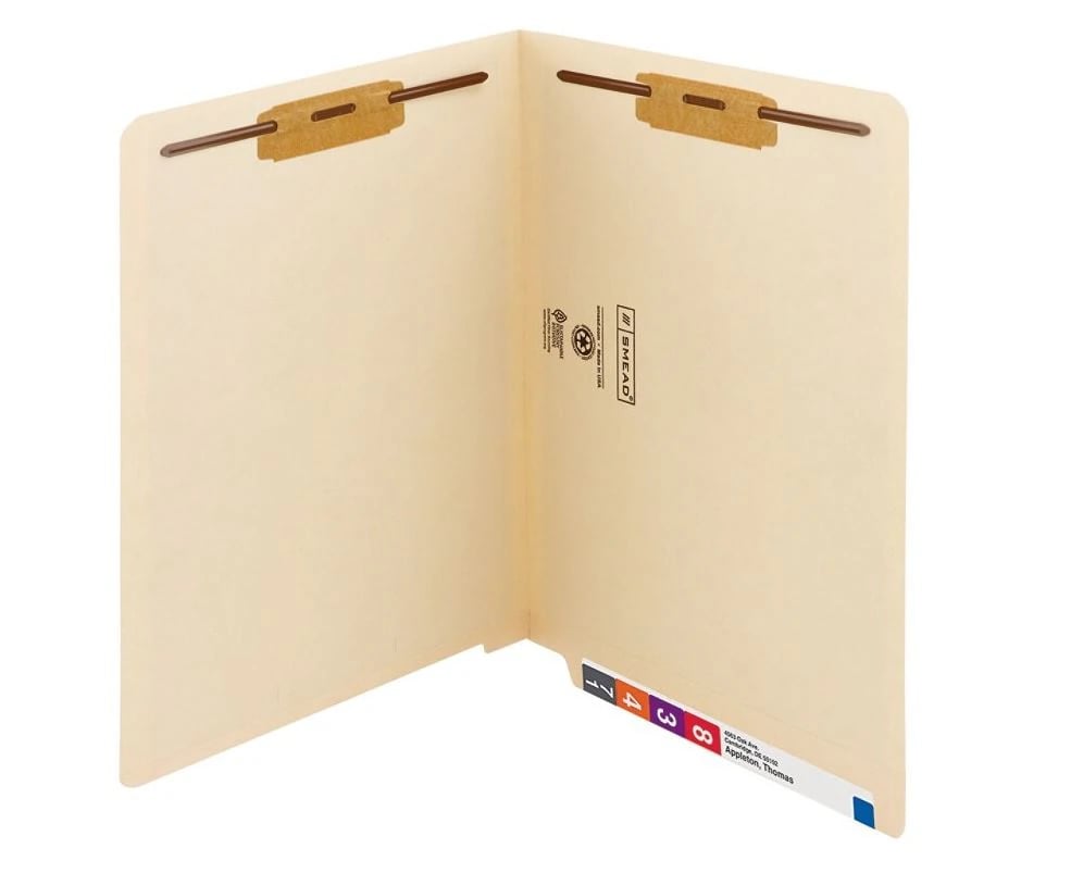 Smead End Tab Folder with 2 Fasteners, Letter Size, Manila, 50/Pack, 50/Box