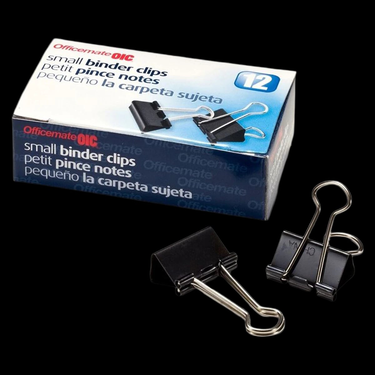 OIC Binder Clips, Small, 3/4 in, Black, 12/Box