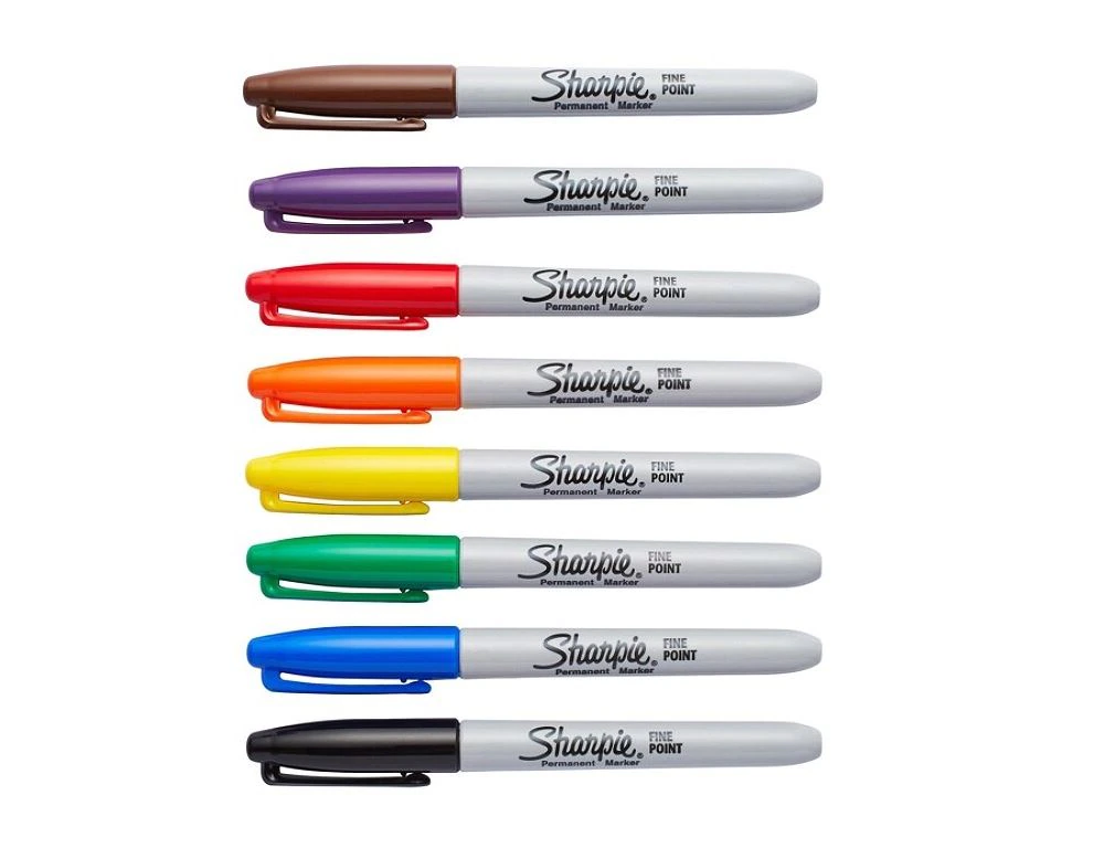 Sharpie Permanent Fine-Point Markers, Assorted Colors, 8/Pack