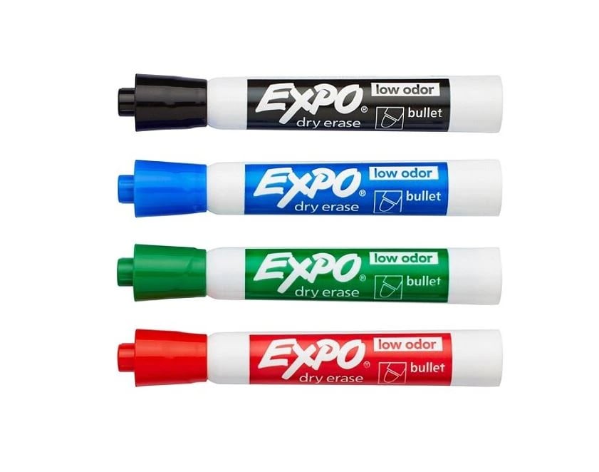 EXPO Low-Odor Dry-Erase Markers, Bullet Point, Assorted Colors, 4/Pack
