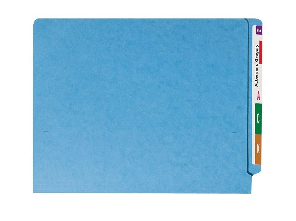 Smead Color End-Tab Folders, Straight Cut, Letter Size, Blue, 100/Box