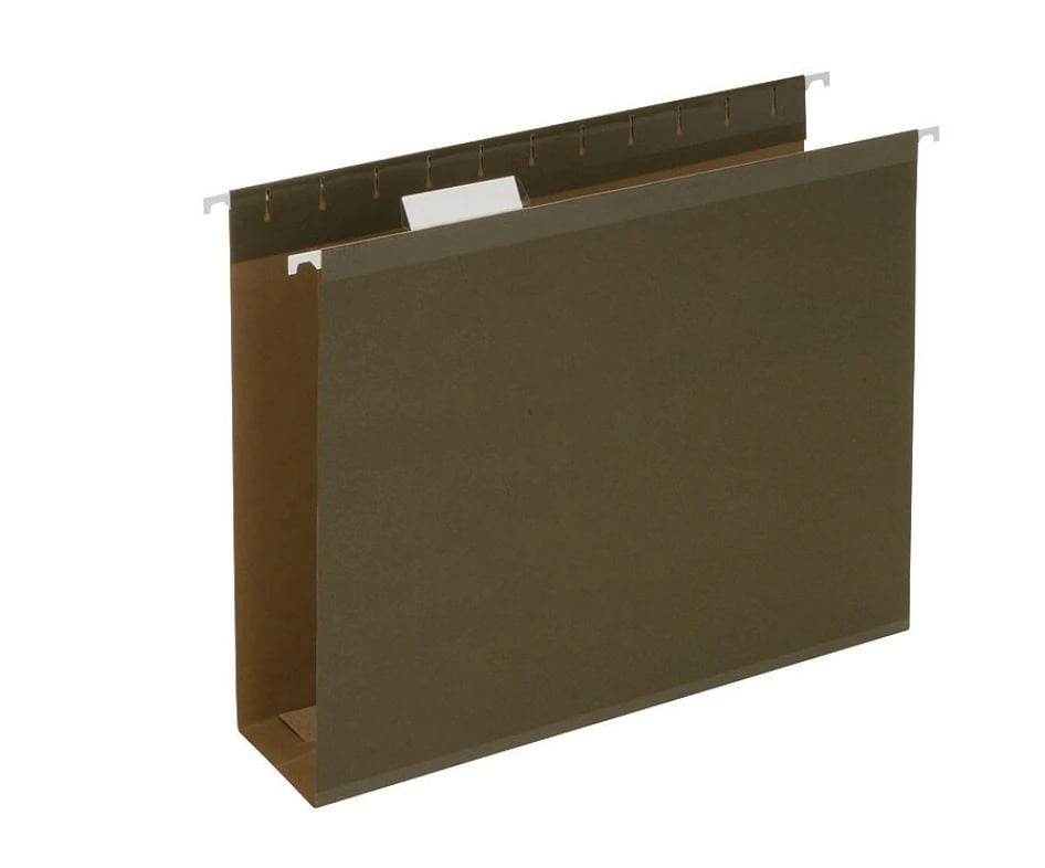 Pendaflex Xtra-Cap Hanging Folder, 3" Expansion, Letter Size, Green, 25/Box