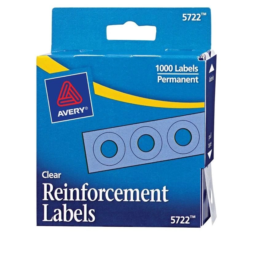 Avery Permanent Self-Adhesive Reinforcement Labels, Clear, 1000/Pack