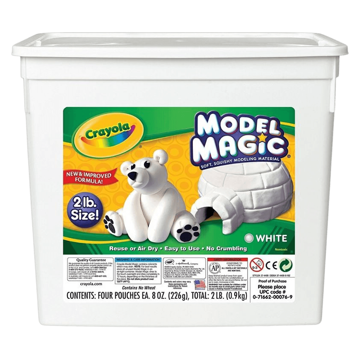 Crayola Model Magic Modeling Clay, 2 lb Bucket, White, 1/Package