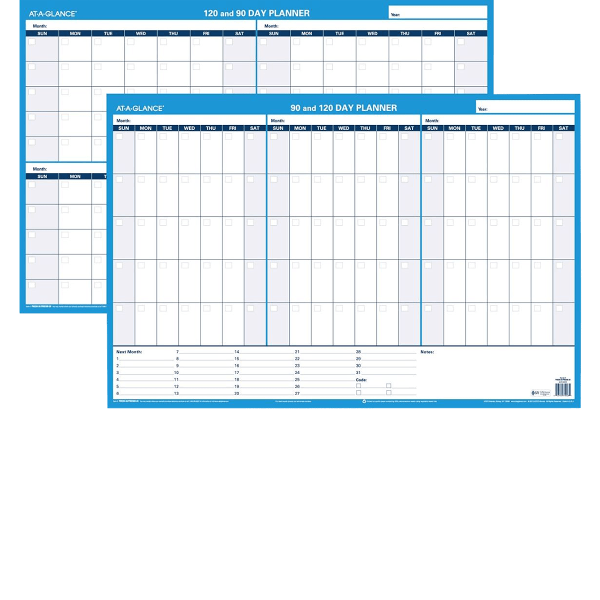 At-A-Glance Undated Erase/Reverse Wall Planner, 90-Day, Black/Blue, 1/Package