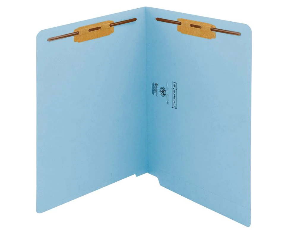 Smead End-Tab Folder with Fasteners, Letter Size, Blue, 50 per Box