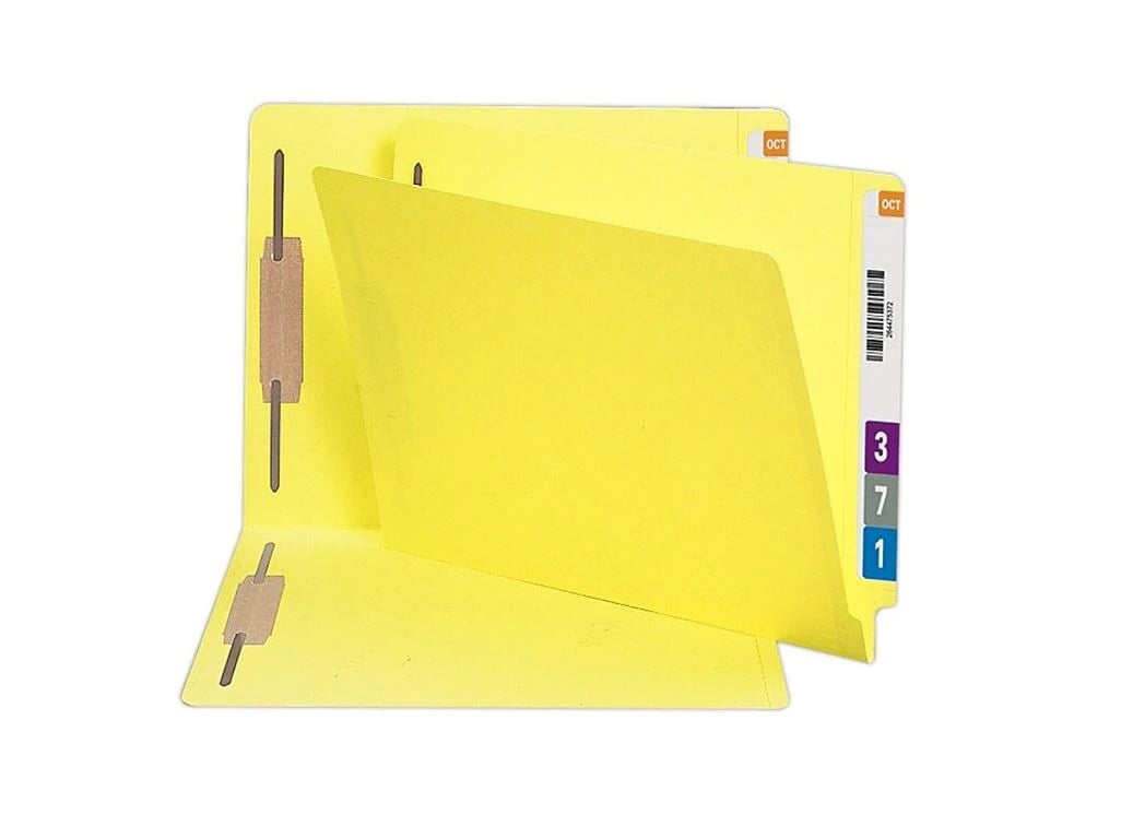 Smead End-Tab Folder with Fasteners, Letter Size, Yellow, 50 per Box