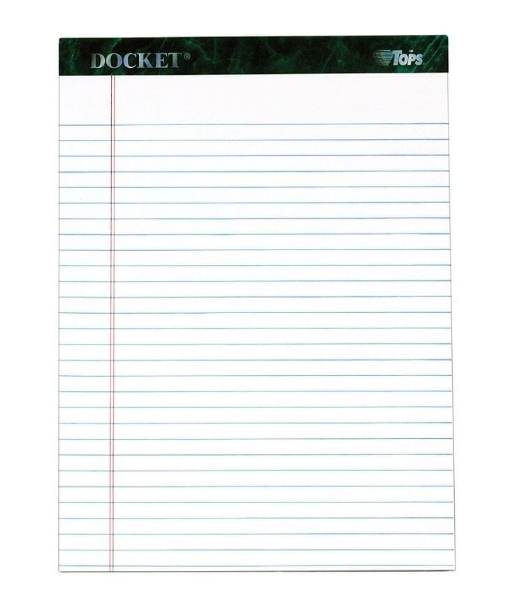 Tops Docket Legal Ruled Pads, 8.5 x 11.75 in, 50 Sheets, White, 12/Package