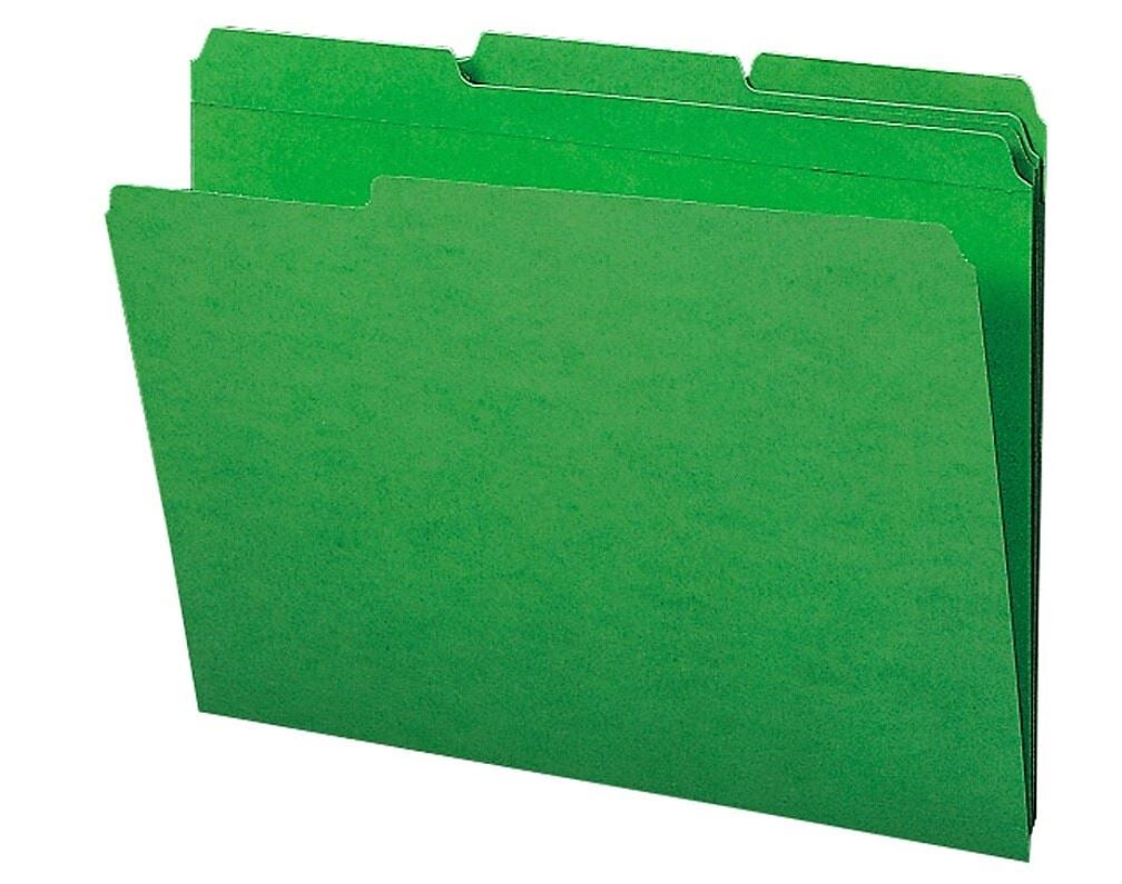 Smead Color File Folder, Letter Size, 1/3 Cut Tab, Green, 100 per Box
