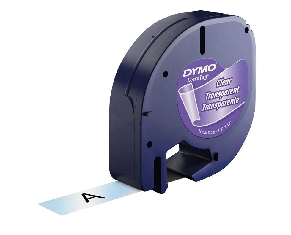 DYMO LT 16952 Black On Clear Electronic Label Tape, 1/2 in x 13 ft