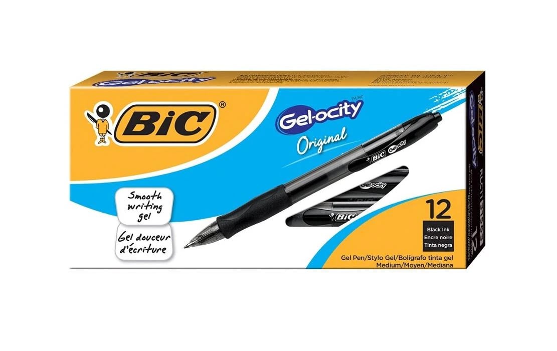 Velocity Retract Rollerball Gel Pen, Medium Point 0.7mm, Black, 12/Pack