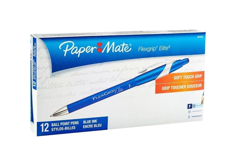 FlexGrip Elite Retractable Ballpoint Pen, Fine Point 0.8mm, Blue, 12/Pack, 12/Box