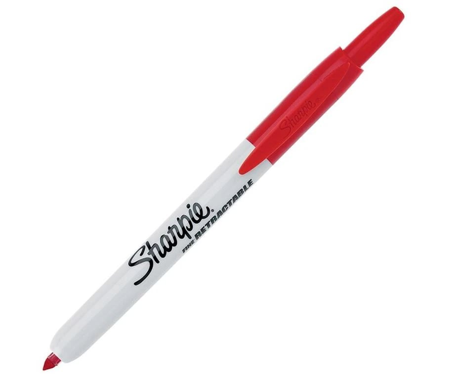 Sharpie RT Retractable Permanent Markers, Fine Point, Red, 12/Box