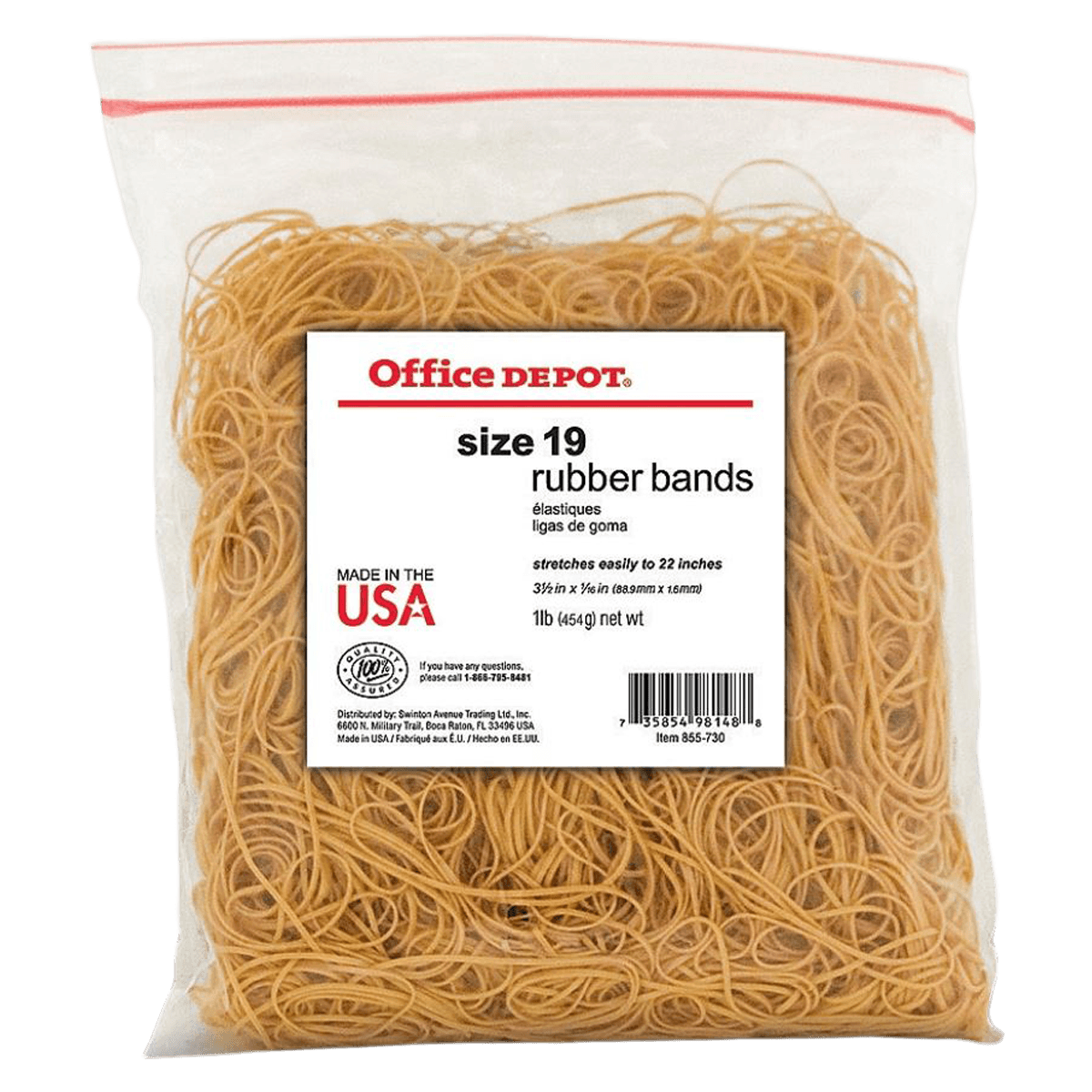 Rubber Bands #19, 3 1/2" x 1/16", Crepe, 1 lb Bag, 1700/Pk