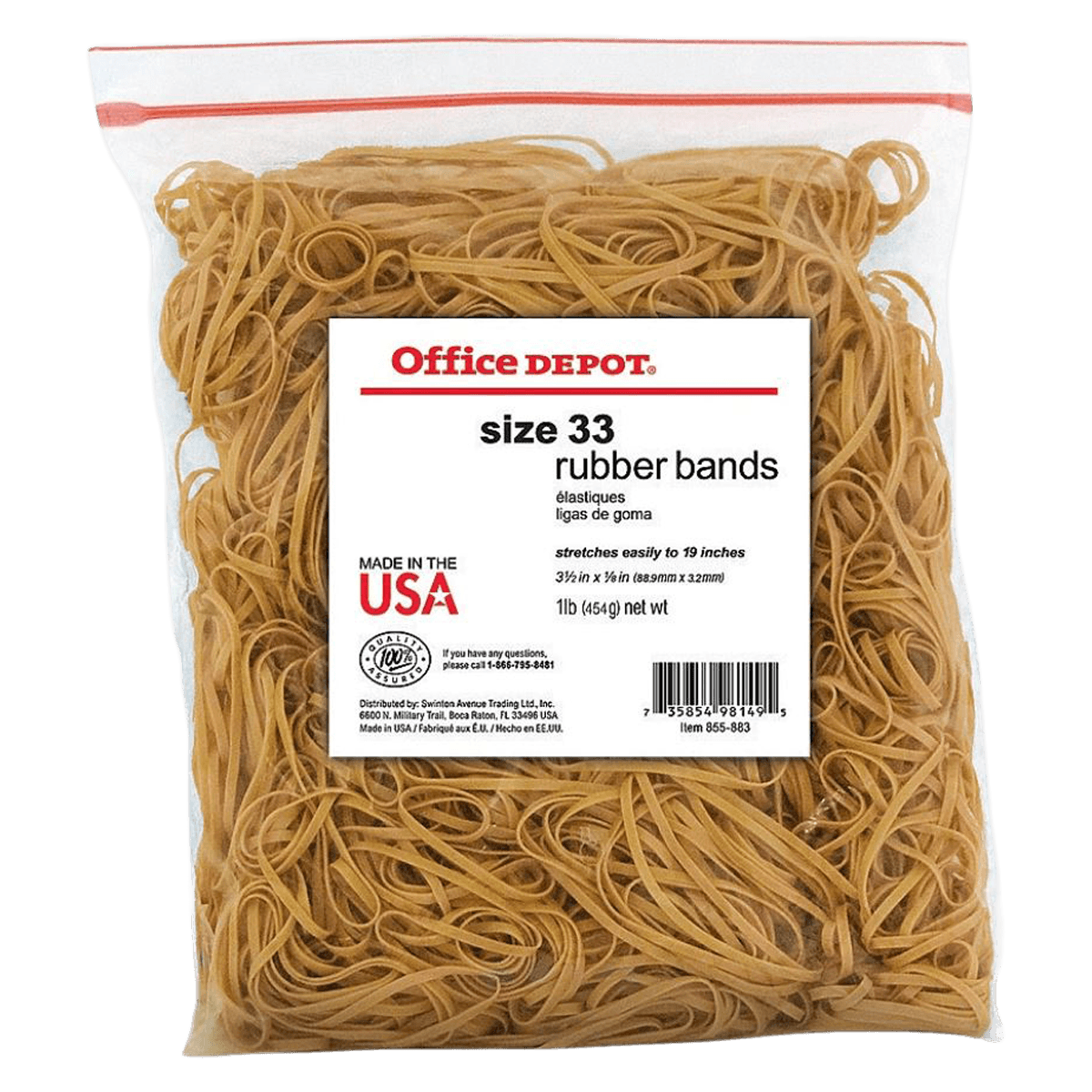 Rubber Bands #33, 3.5" x 1/8", Crepe, 1 lb Bag, 850/Bag