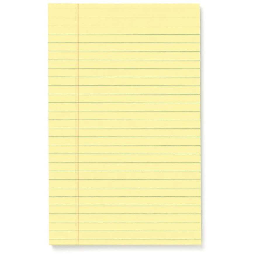 Jr. Glue-Top Writing Pads, 5x8, Legal Ruled, 50 Sheets, Canary, 12/Pack