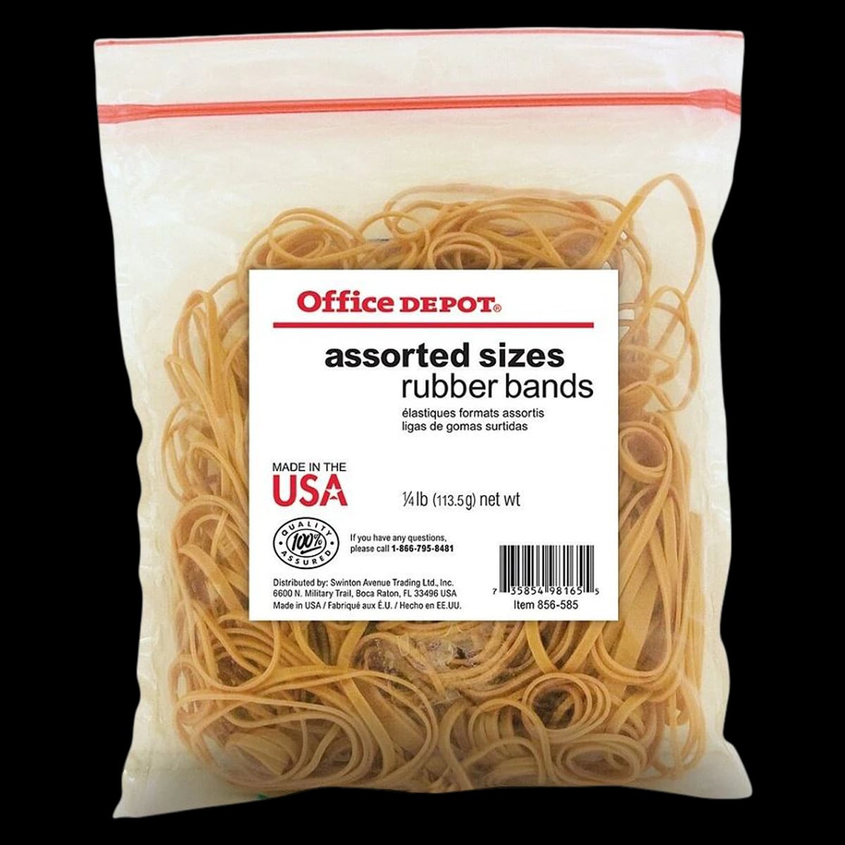Office Depot Brand Rubber Bands #54, Assorted Sizes, 1/4 lb Bag