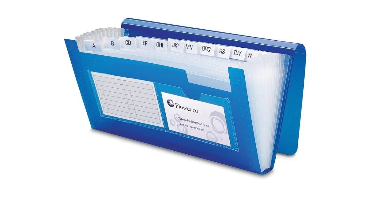 Office Depot Brand Poly 13-Pocket File, Check Size, Blue