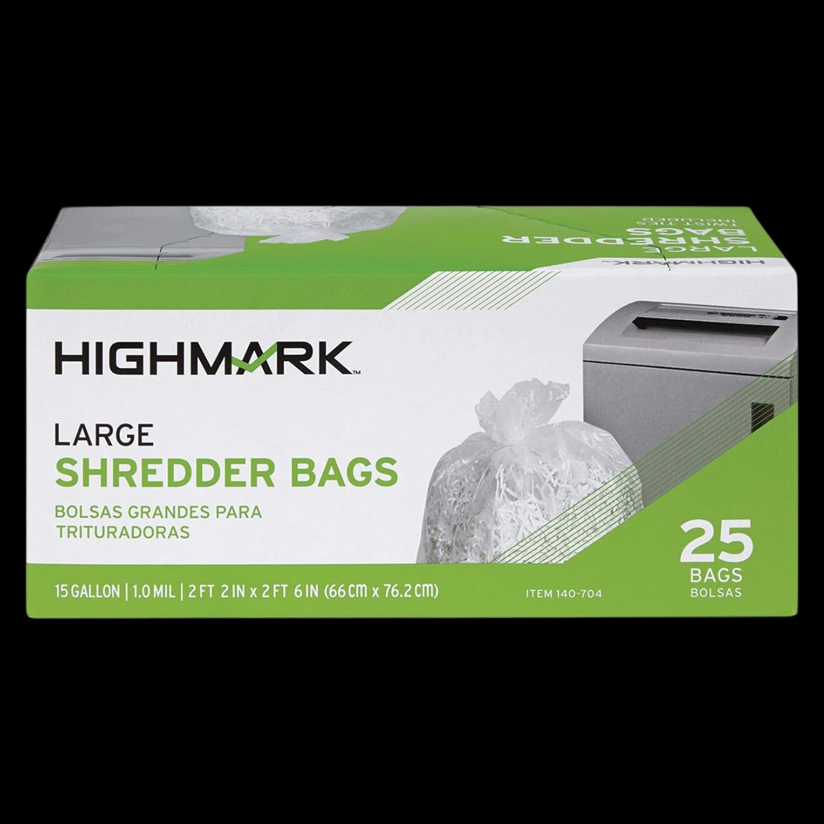 Highmark Shredder Bags, 15 Gallons, 1 mil, Clear, 25/Box